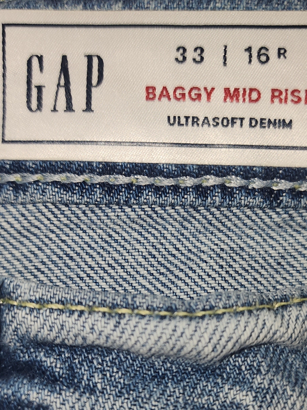 GAP Light Blue Baggy Mid-Rise Ultrasoft Denim Jeans - Picture 10 of 12